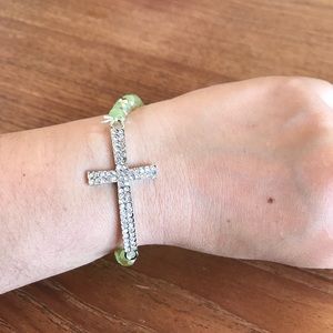 Light green ombré crystal beaded bracelet